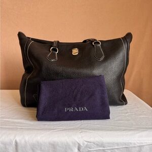 Prada Black Leather Large Tote